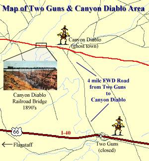 Map of Two Guns & Canyon Diablo